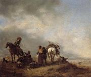 Philips Wouwerman A View on a Seashore with Fishwives Offering Fish to a Horseman Spain oil painting artist